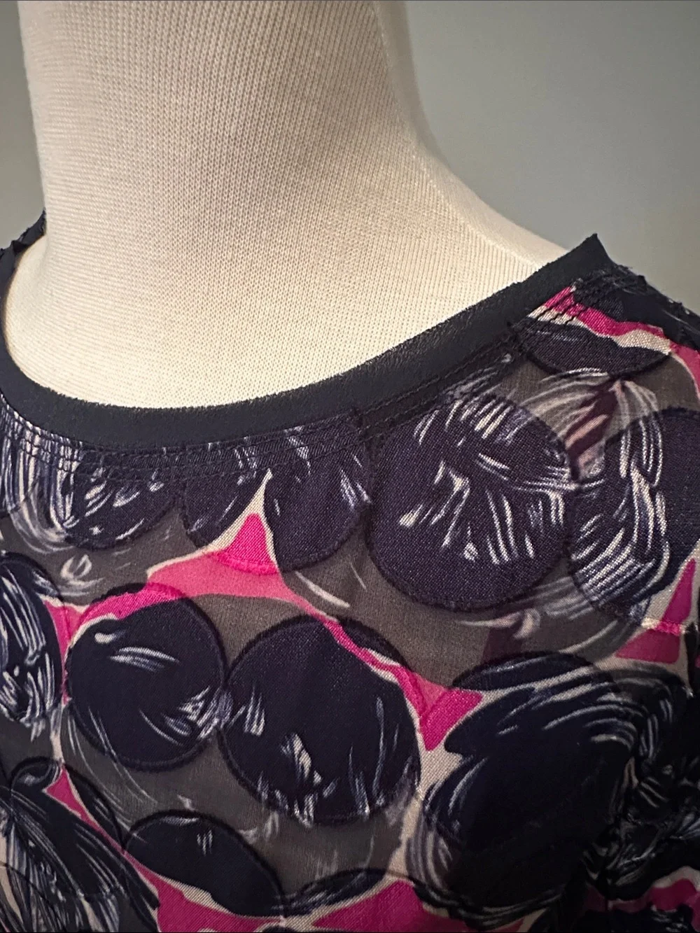 Tory Burch Navy and Pink Polka Dot Belted Dress